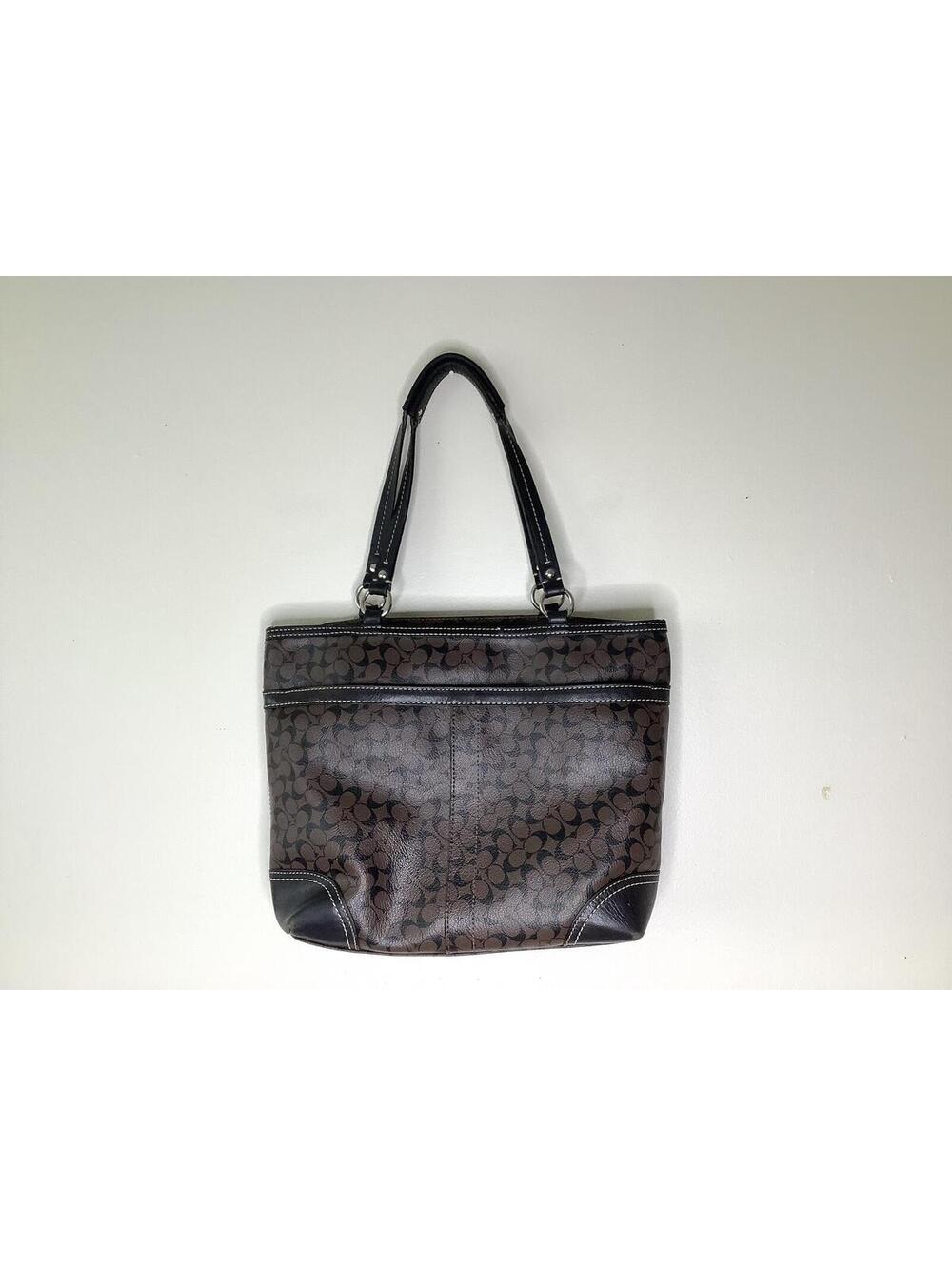 < Coach Chelsea Heritage Stripe Brown Signature Leather Tote > - Picture 6 of 10